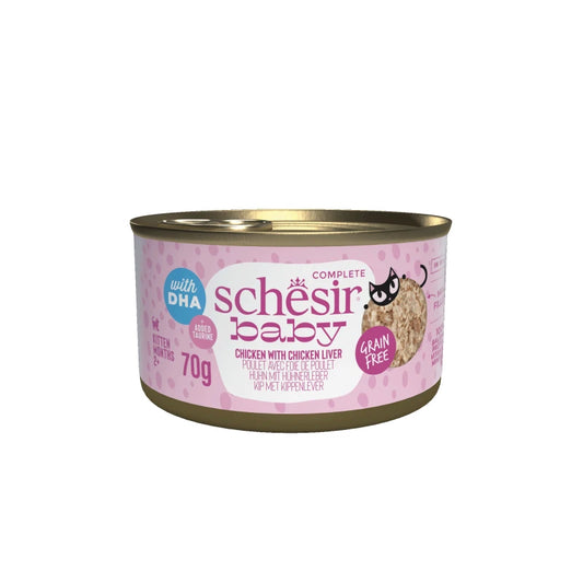 Schesir Baby Chicken with Chicken Liver in Broth 8+ Weeks Wet Kitten Food, 70g