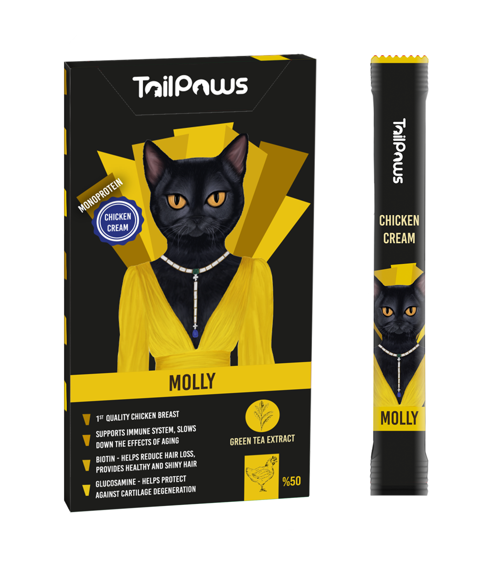 Molly Tail & Paws chicken treats and green tea extract to boost immunity and prevent hair loss 5x15g