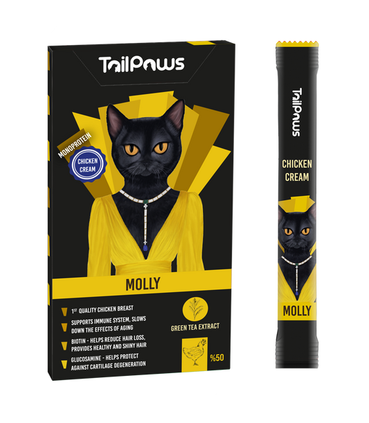 Molly Tail & Paws chicken treats and green tea extract to boost immunity and prevent hair loss 5x15g