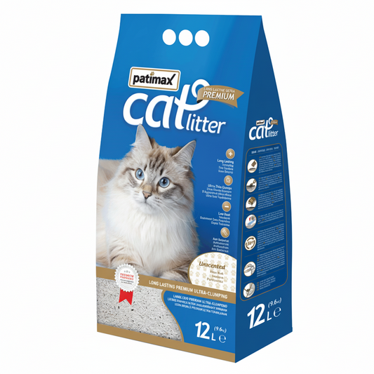 Patimax Unscented Fragrance Long Lasting Premium Cat Litter 12L