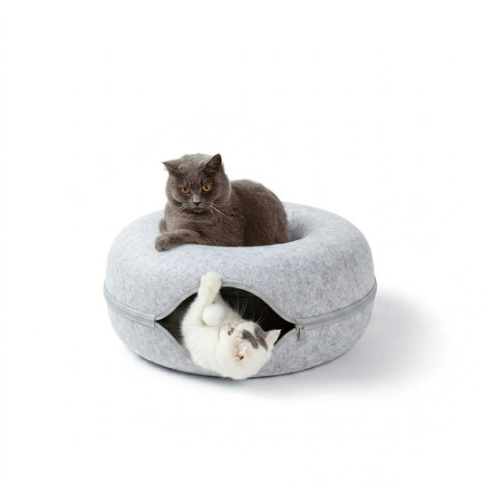 Cozy Cat Cave Donut Tunnel Bed