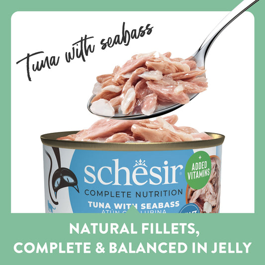 Schesir Mini Meals Complete Nutrition Tuna with Seabass in Jelly, Wet Cat Food, 50g (Pack of 6)