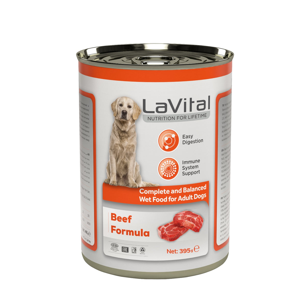 LaVital Adult Dog Food, Beef, 395g
