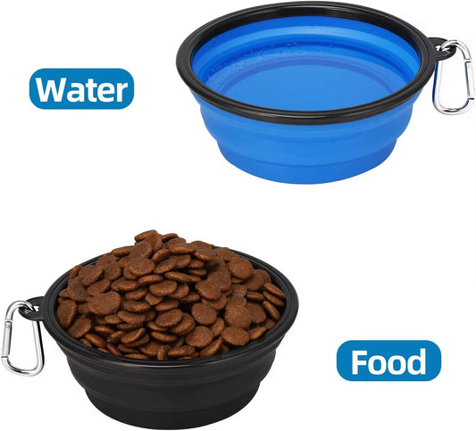 Foldable  Pets Food and Water Dishes with Carabiner Clip for Travel  450ML