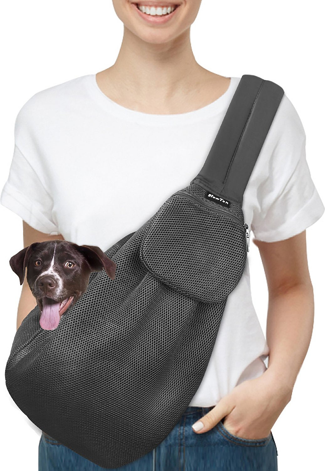 SlowTon Hands-Free Padded and Adjustable Sling Dog & Cat Carrier,
