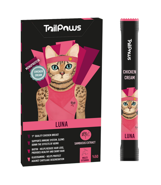 LUNA tail & Paws Chicken Cat Treat Cream 5 Pieces 5x15 Gr