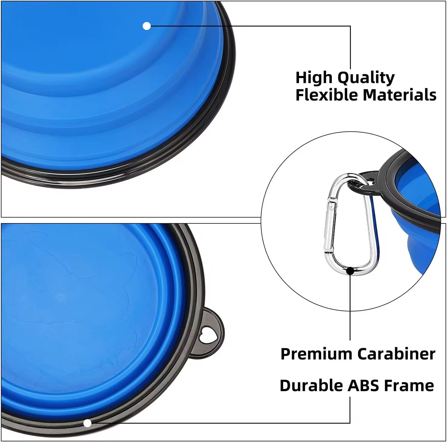 Foldable  Pets Food and Water Dishes with Carabiner Clip for Travel  450ML