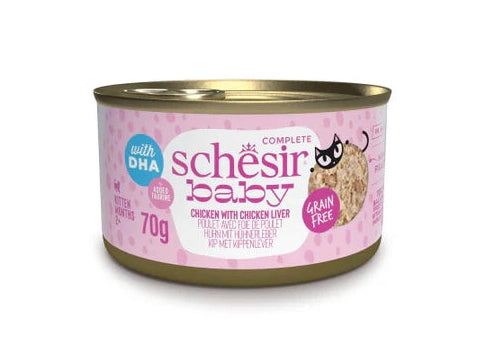 Schesir Baby Chicken with Chicken Liver in Broth 8+ Weeks Wet Kitten Food, 70g