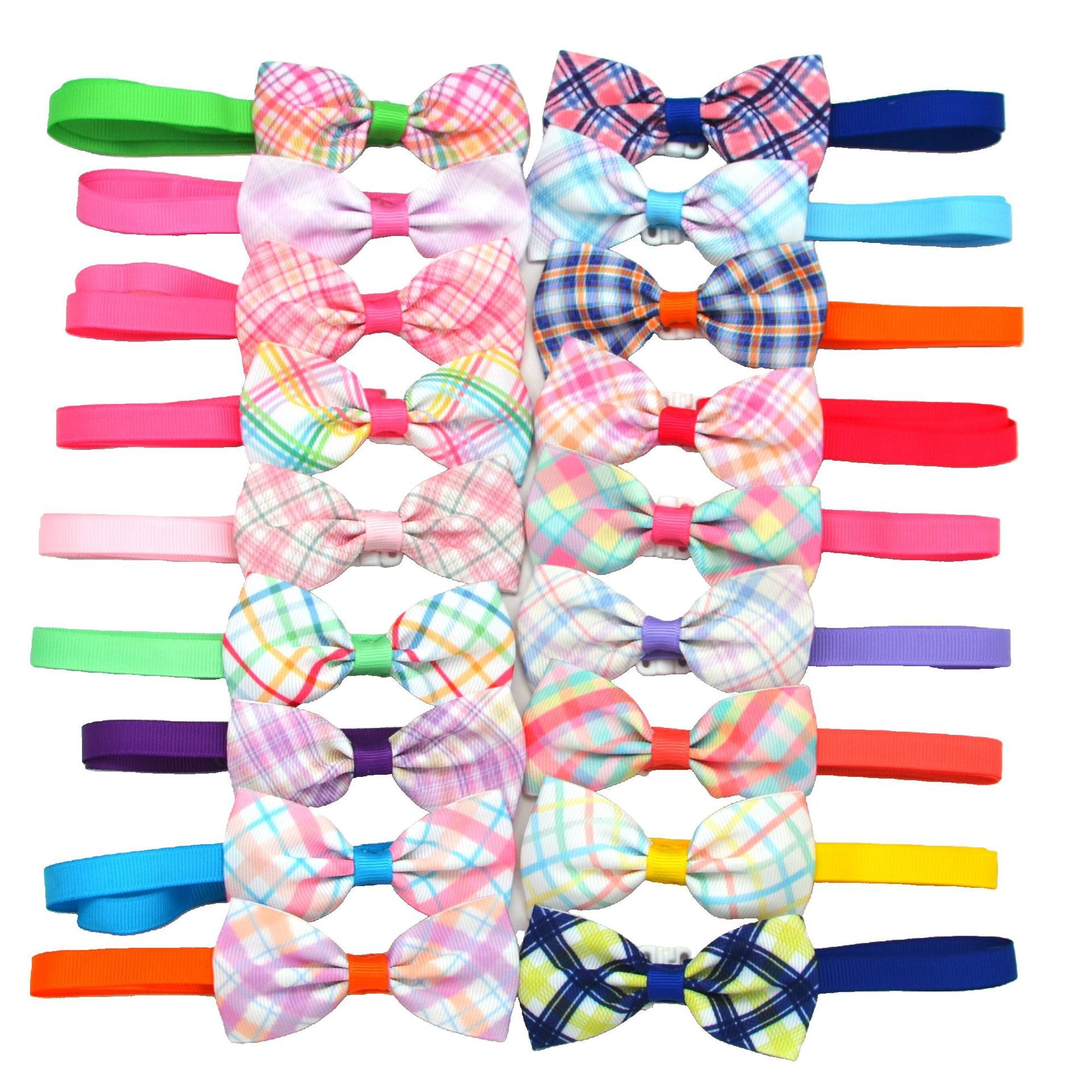 Colorful Plaid Pet Bow Collar