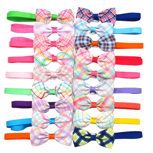 Colorful Plaid Pet Bow Collar