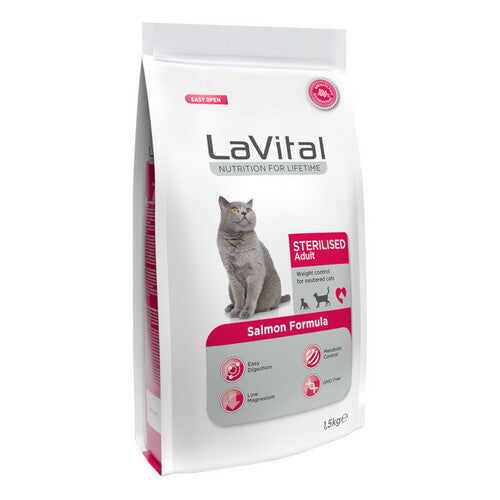 LAVITAL CAT STERILISED ADULT SALMON 1,5 KG