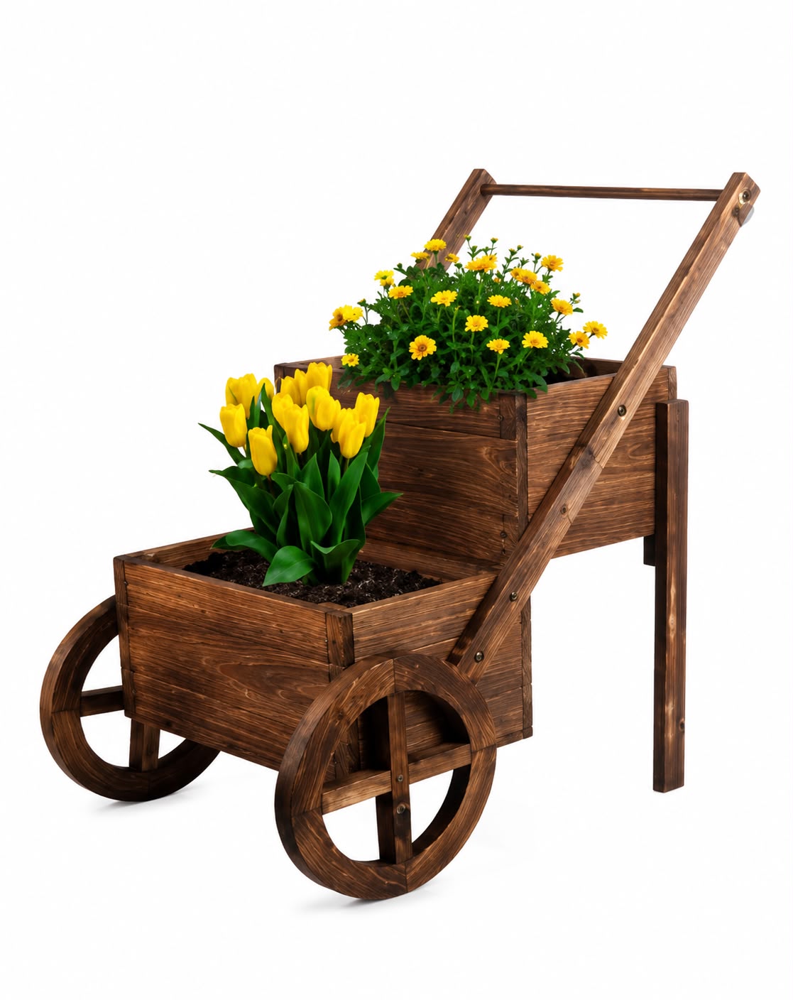 Rustic Wooden Wheelbarrow Planter