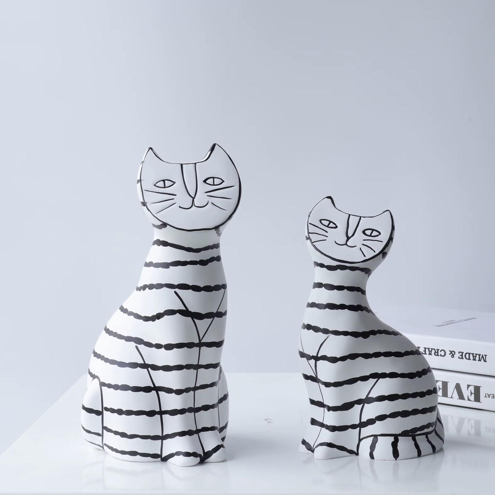 Modern Minimalist Ceramic Cat Figurines