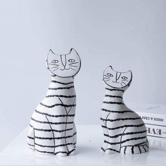 Modern Minimalist Ceramic Cat Figurines