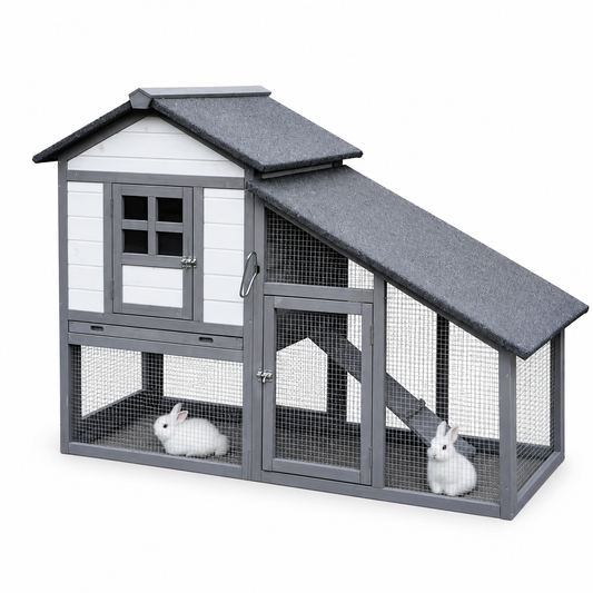 Wooden Rabbit Hutch with Outdoor Run