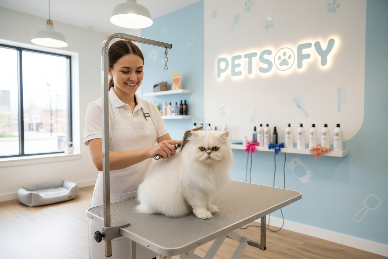 cat groming write pet sofy