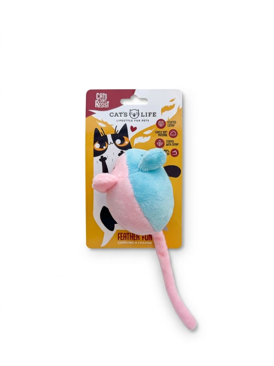 Cat's Life Feather Fun Catnip Plush Mouse