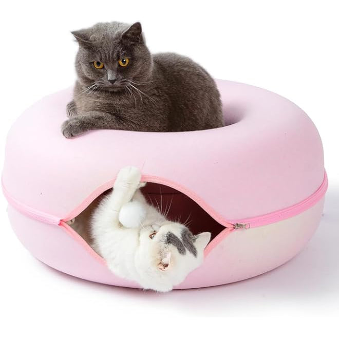 Cozy Cat Cave Donut Tunnel Bed