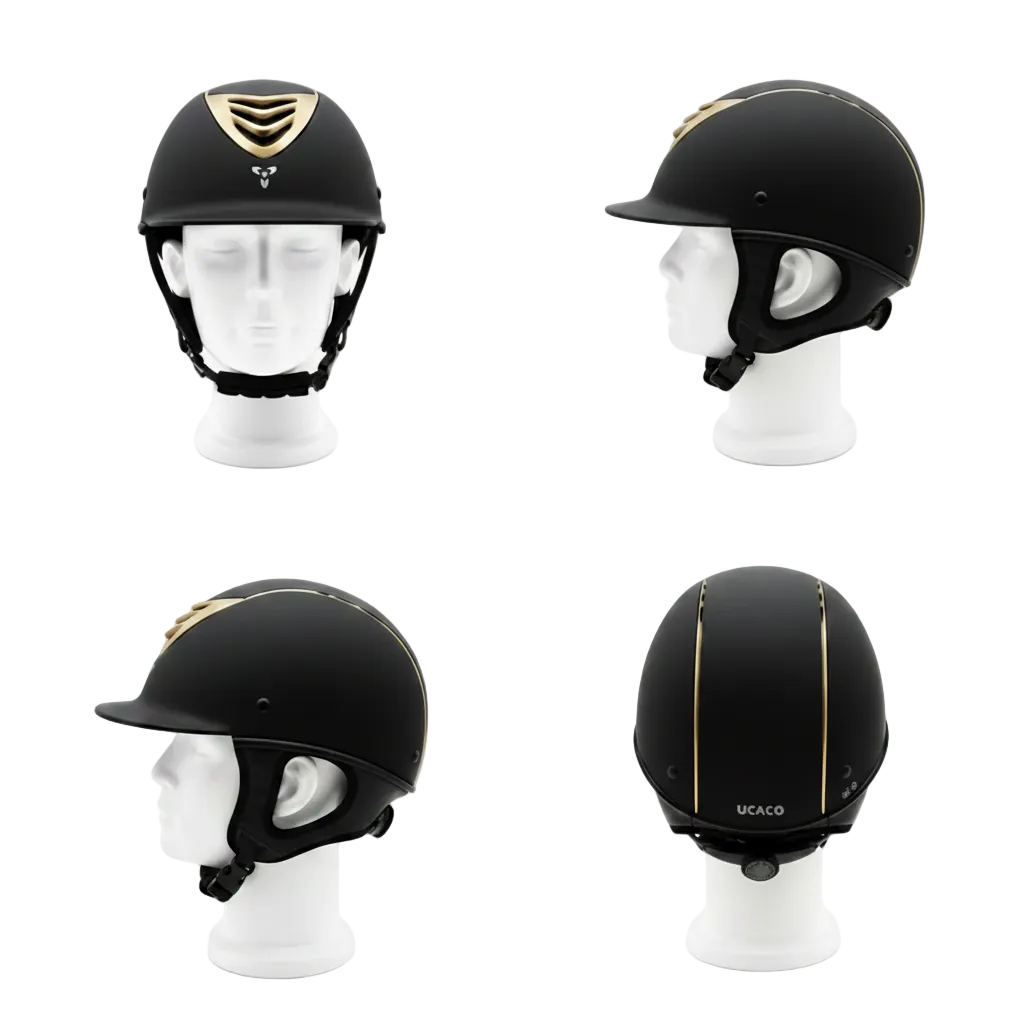 Plastic Riding Helmet - Black & Gold