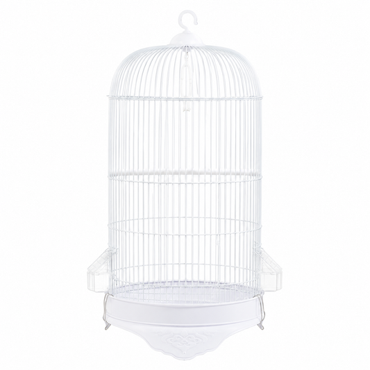 Round Metal Bird Cage with Feeding Cups