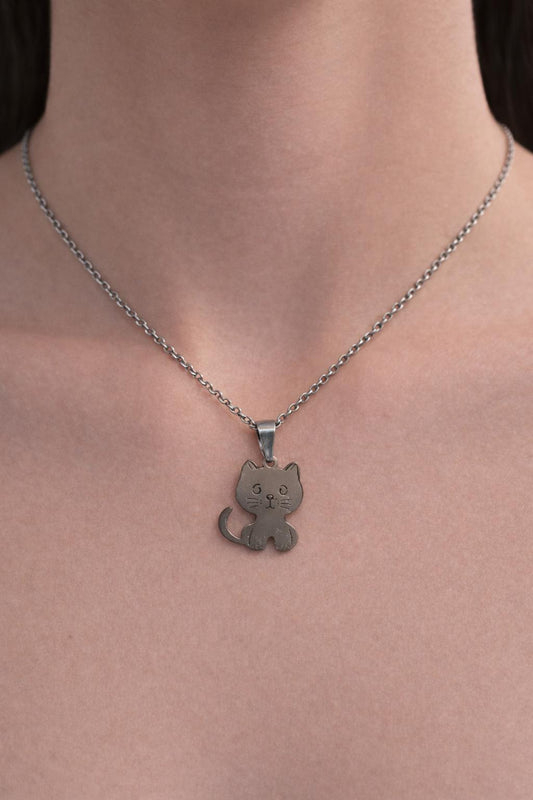 Stainless Steel Cat Pendant Necklace
