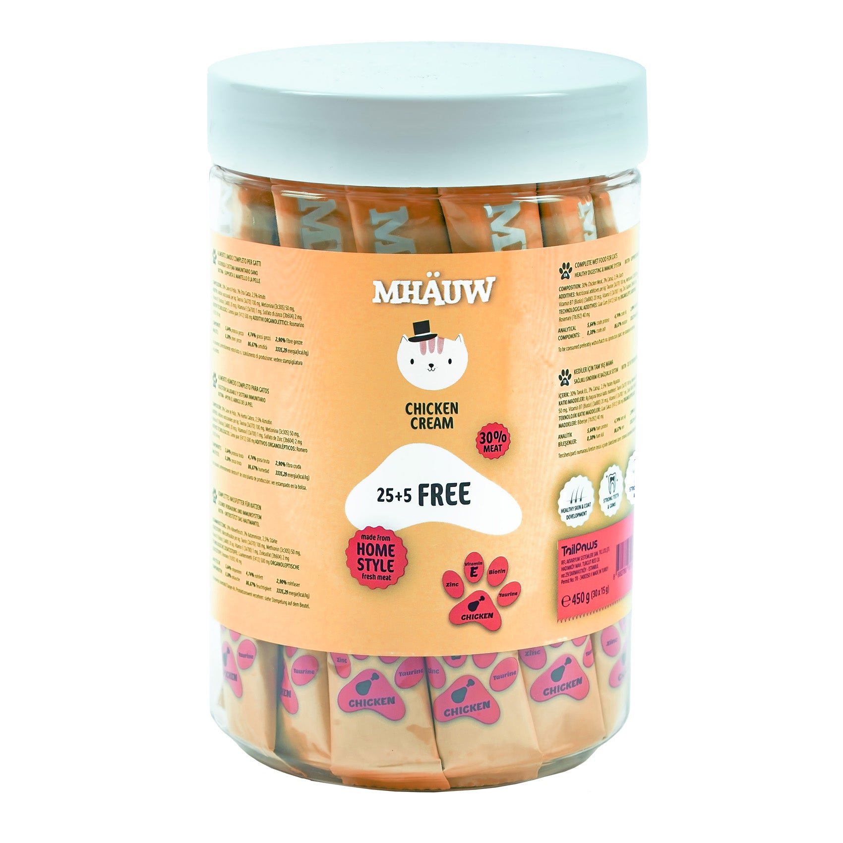 Mhauw Chicken Flavored Cat Cream – 15g x 30