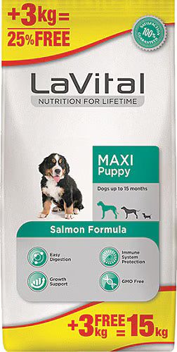 LAVITAL MAX PUPPY SALMON 12KG + 3KG