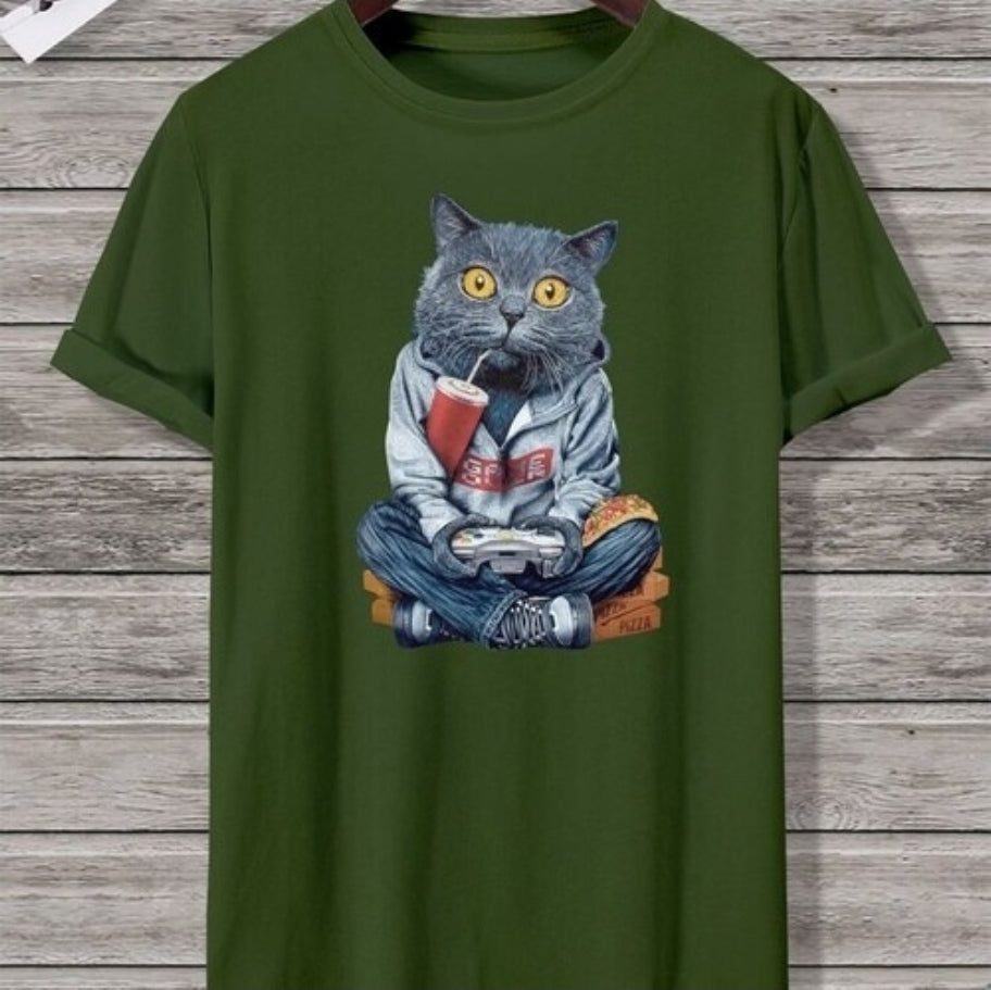 Men Cat Print Tee