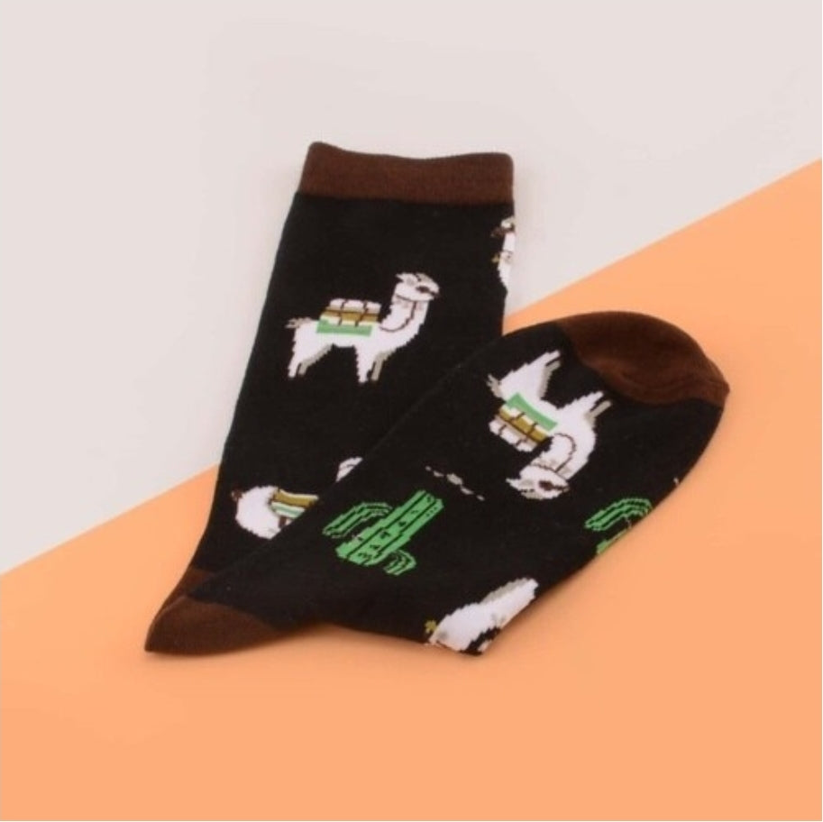 Men Animal & Plant Print Crew Socks