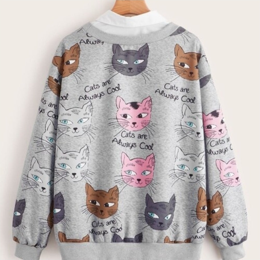 Print Drop Shoulder 2 In 1 Sweatshirt