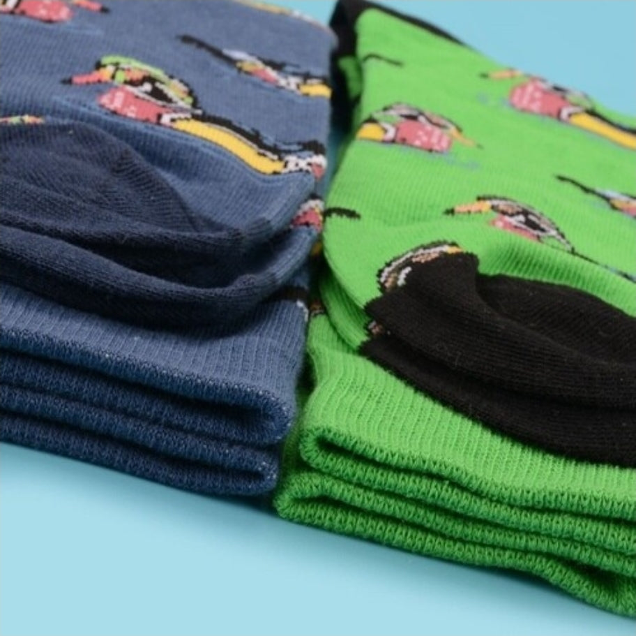 2pairs Men Cartoon Graphic Crew Socks