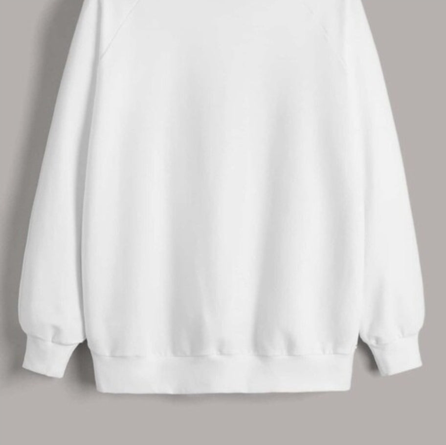 EMERY ROSE Cartoon Cat Print Raglan Sleeve Pullover