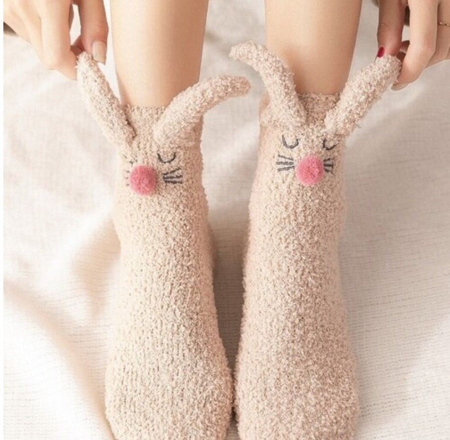 Cartoon Ear Decor Fuzzy Socks