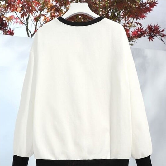 Lorik Cat & Star Print Drop Shoulder Pullover